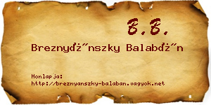 Breznyánszky Balabán névjegykártya